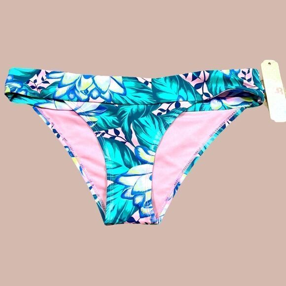 NWT GB Pink and Green Tropical Bikini Bottom - Picture 1 of 8